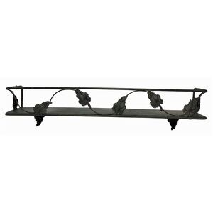 Vintage Wrought Iron Wall Shelf Grape Leaf Wine Rack Metal Kitchen Bar Decor 24"